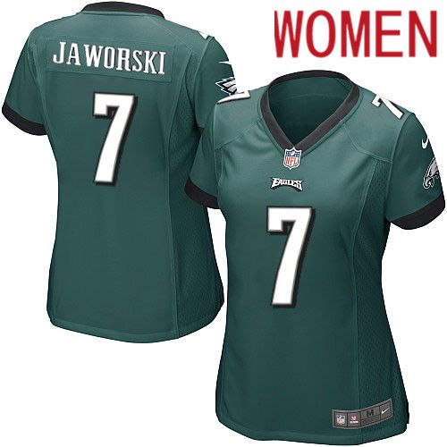 Women Philadelphia Eagles #7 Ron Jaworski Nike Midnight Green Game NFL Jersey